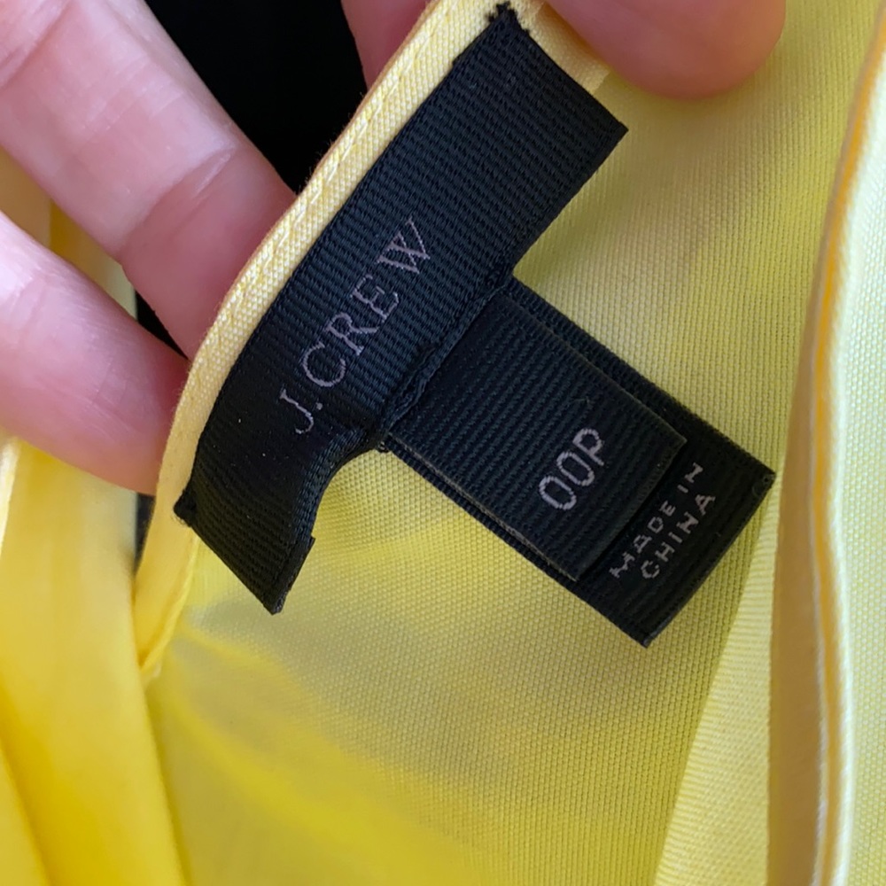 J.Crew Yellow Poplin Tie Neck Top Size 00P - Picture 3 of 7